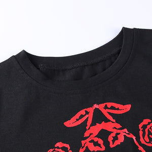 Red Roses Cut Out Crop Top