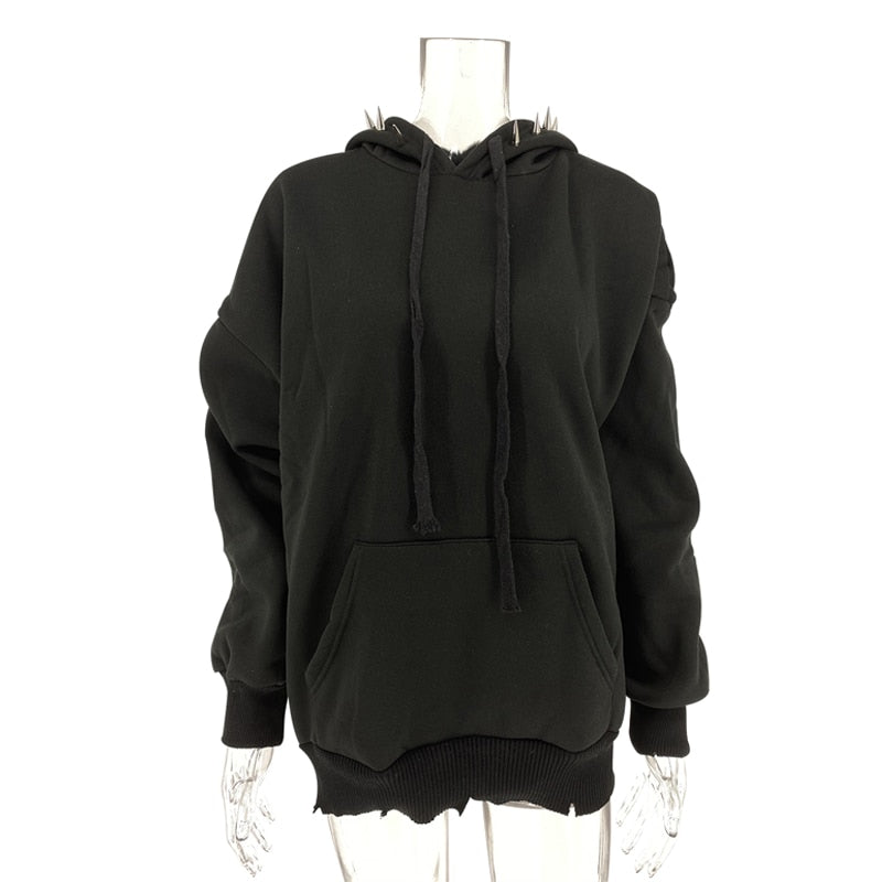 Black Spiked Hoodie