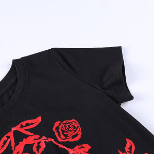 Red Roses Cut Out Crop Top