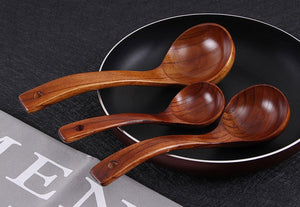 Curved Handle Wooden Soup Spoon