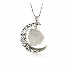 Irregular Natural Stone Moon Design Necklace