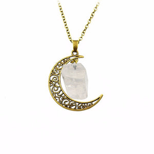 Irregular Natural Stone Moon Design Necklace