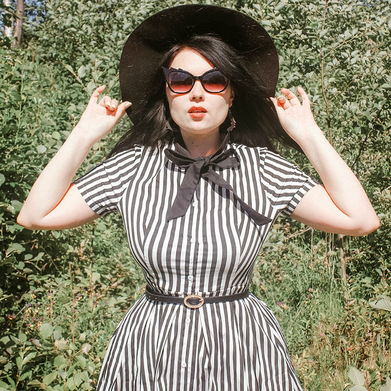 Vintage Striped Midi Dress