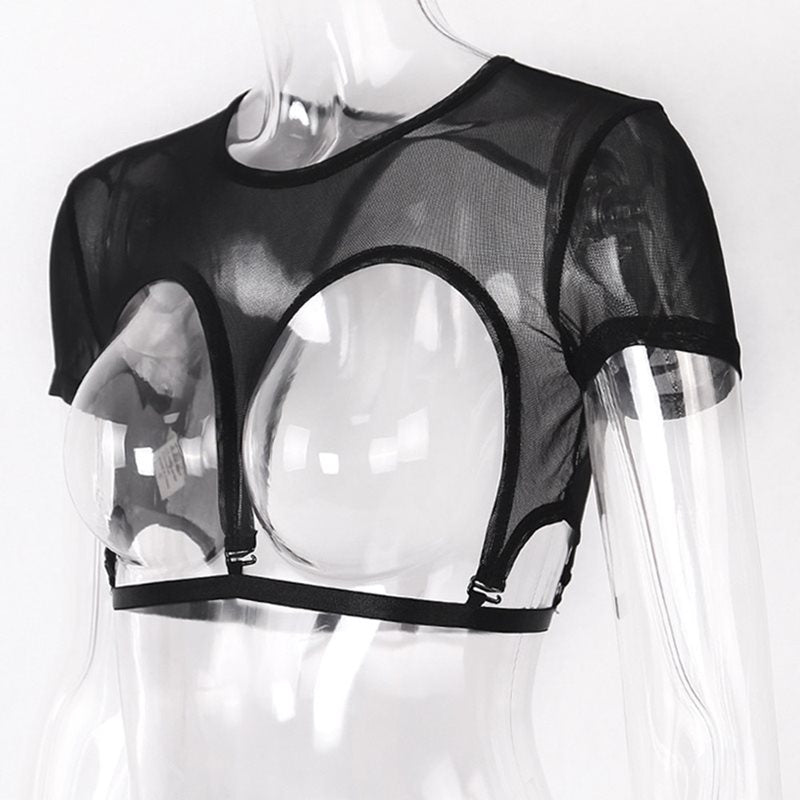 Transparent Backless Crop Top