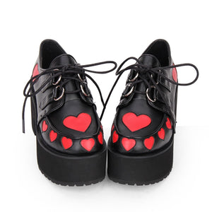 Heart Print Chunky Platform Shoes