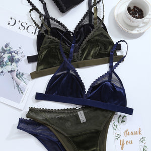 Velvet Mesh Lingerie Set