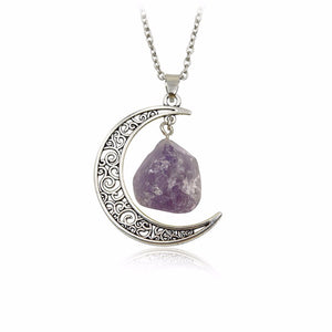 Irregular Natural Stone Moon Design Necklace