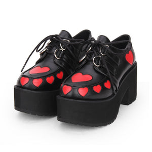 Heart Print Chunky Platform Shoes