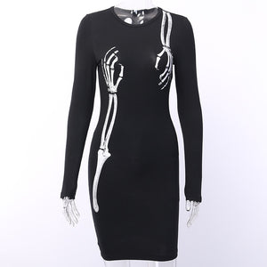 Hugging Skull Arms Mini Dress