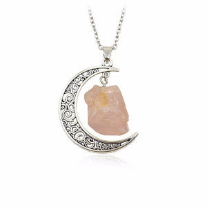 Irregular Natural Stone Moon Design Necklace