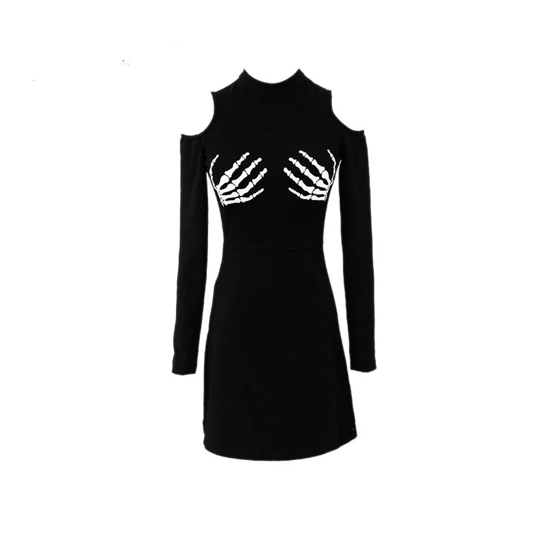 Hugging Skull Hands Mini Dress