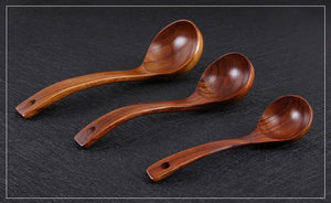 Curved Handle Wooden Soup Spoon