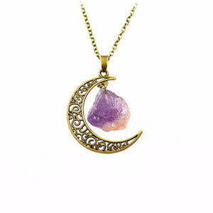 Irregular Natural Stone Moon Design Necklace