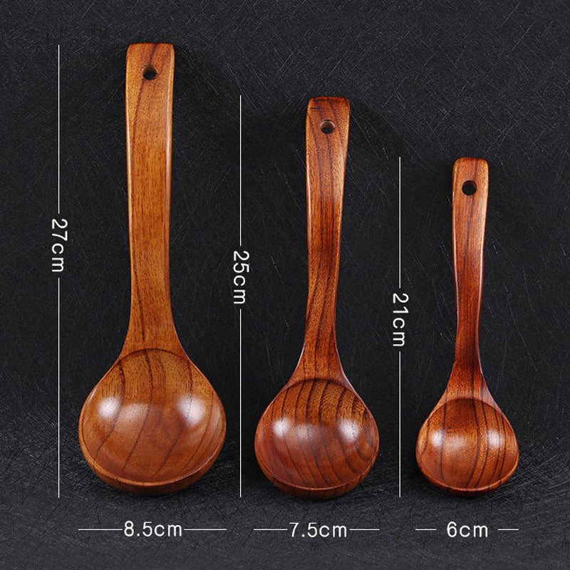 Curved Handle Wooden Soup Spoon