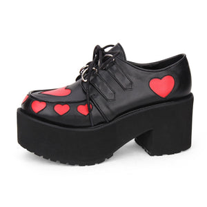 Heart Print Chunky Platform Shoes