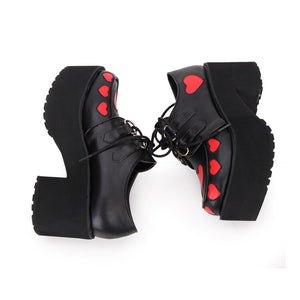 Heart Print Chunky Platform Shoes