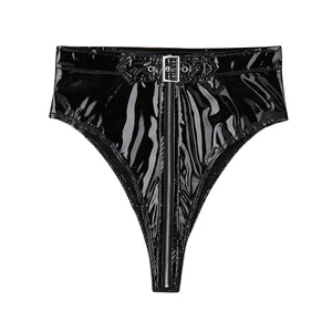 Black Wet Look High Cut Brief