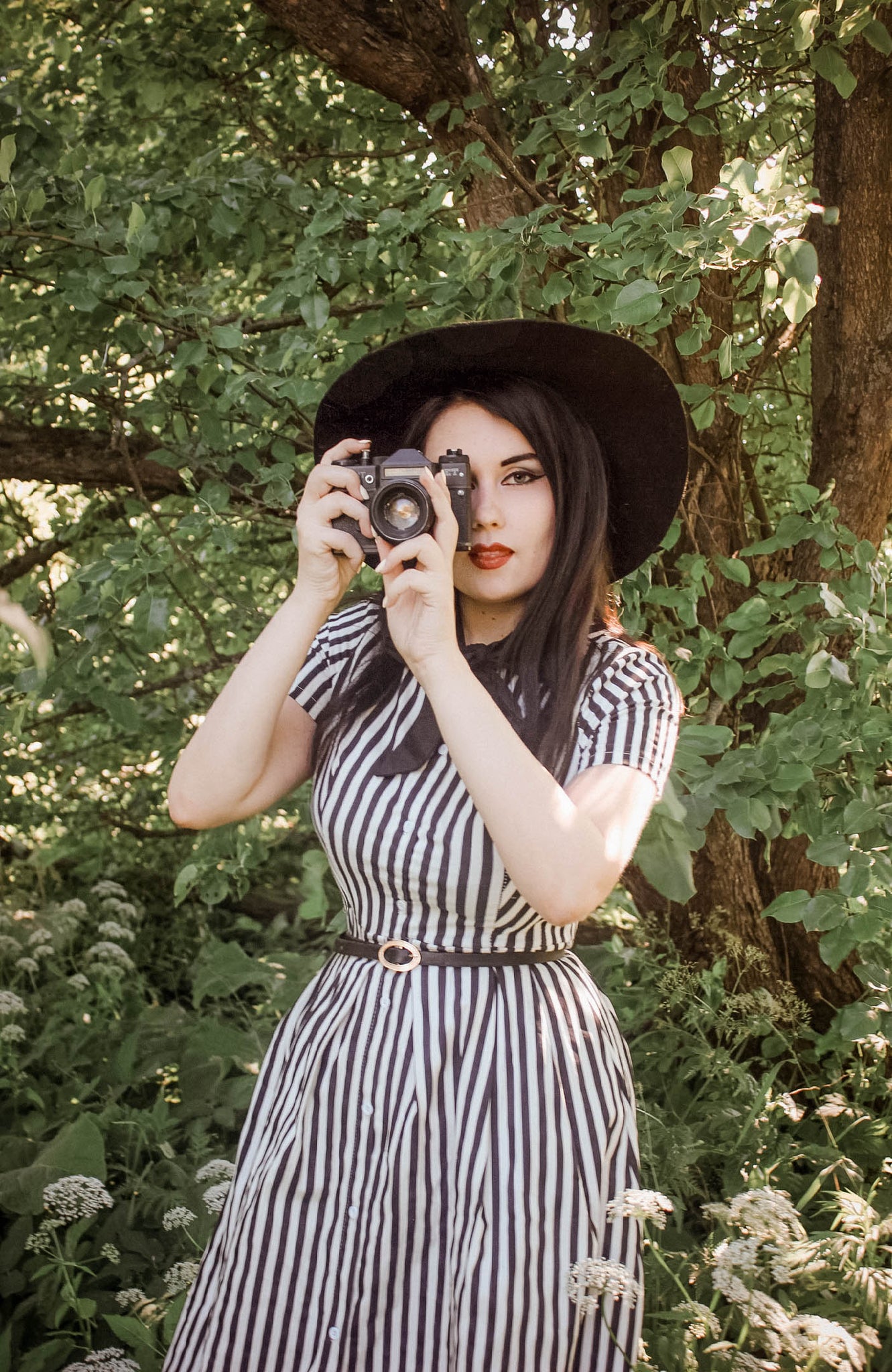 Vintage Striped Midi Dress