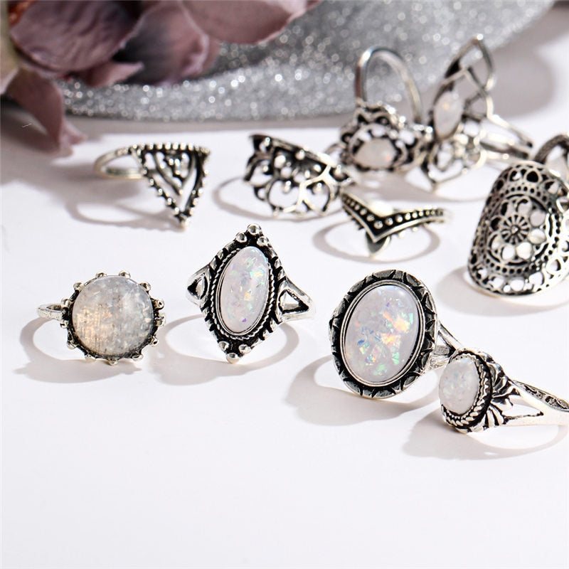 Big Opal Stone Ring Set