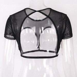 Transparent Backless Crop Top