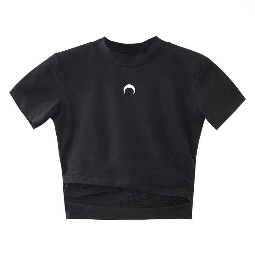 Crescent Moon Print Crop Top