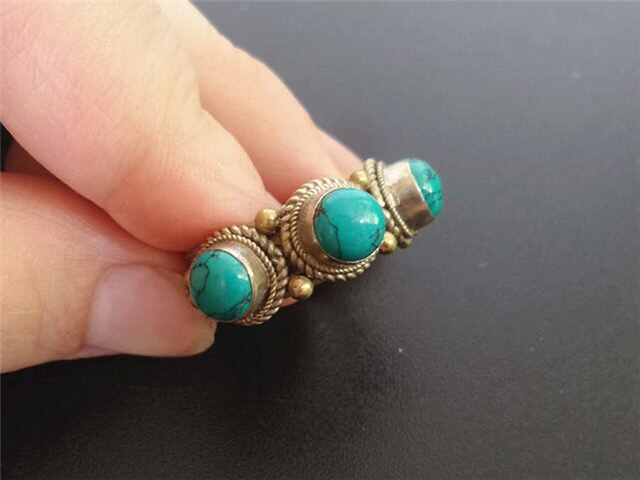 Triple Turquoise Beads Ring