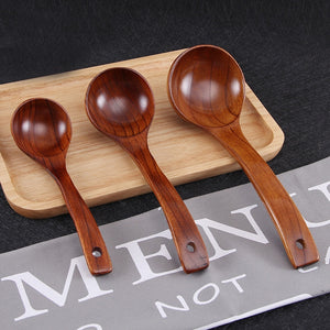 Curved Handle Wooden Soup Spoon