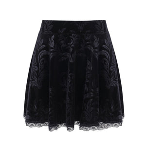 Velvet High Waist Mini Skirt