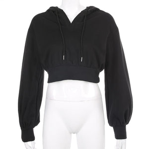 Black Cropped Hoodie