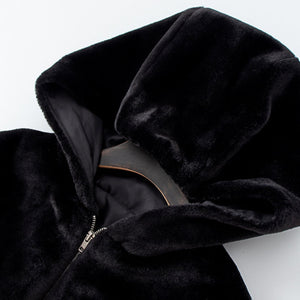 Oversized Velvet Hooded Jacket