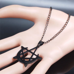 Moon And Pentagram Shaped Necklace