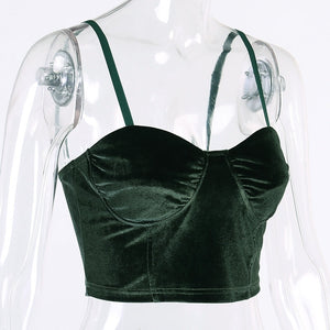 Army Green Velvet Crop Top