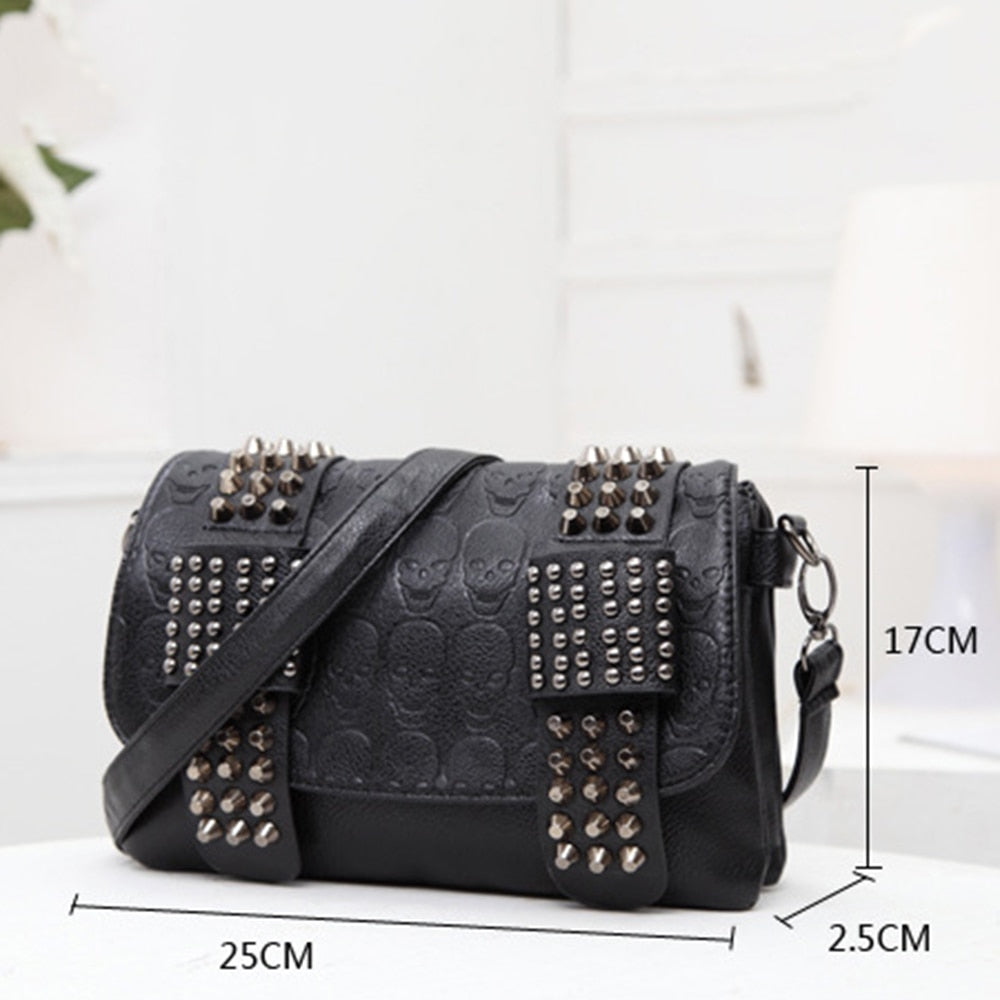 Skulls and Rivets Shoulder Bag