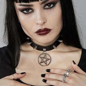 Rivet Pentacle Collar Necklace