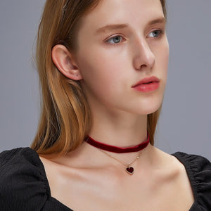 Two-Layer Hanging Heart Choker