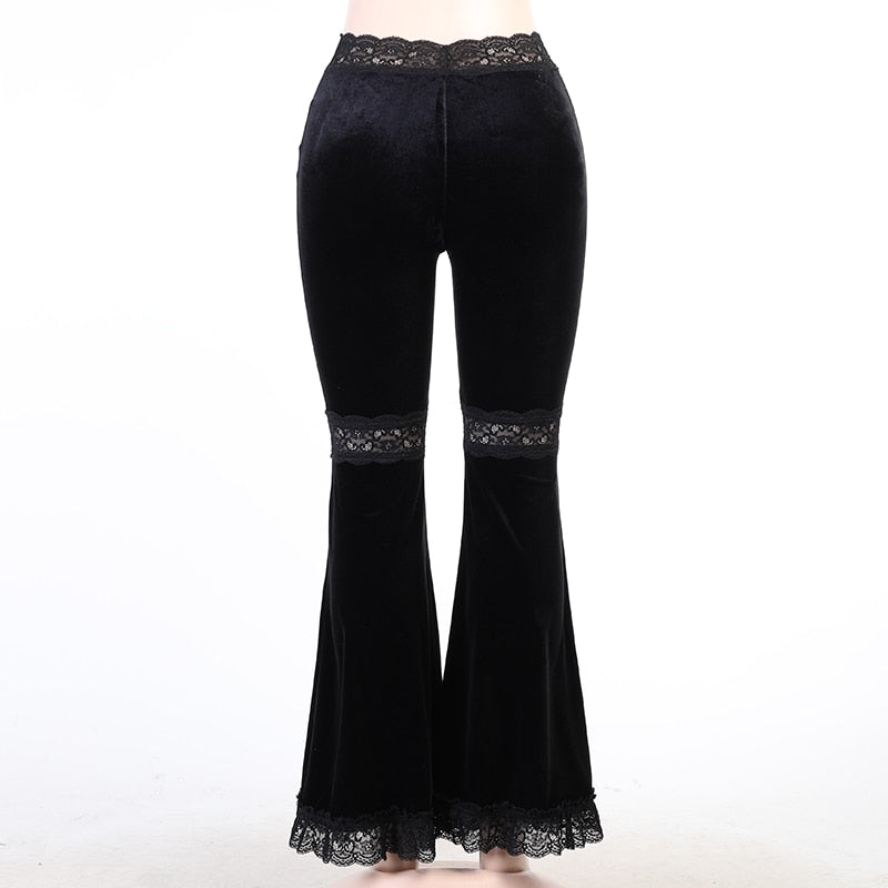 Lace Velvet Flare Trousers