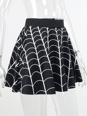 Spider Web Print Skirt