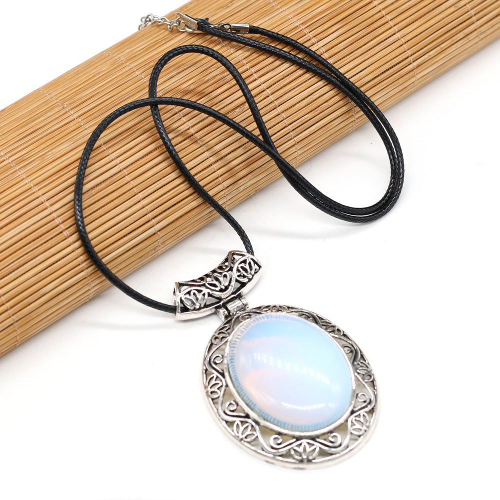 Framed Oval Stone Necklace