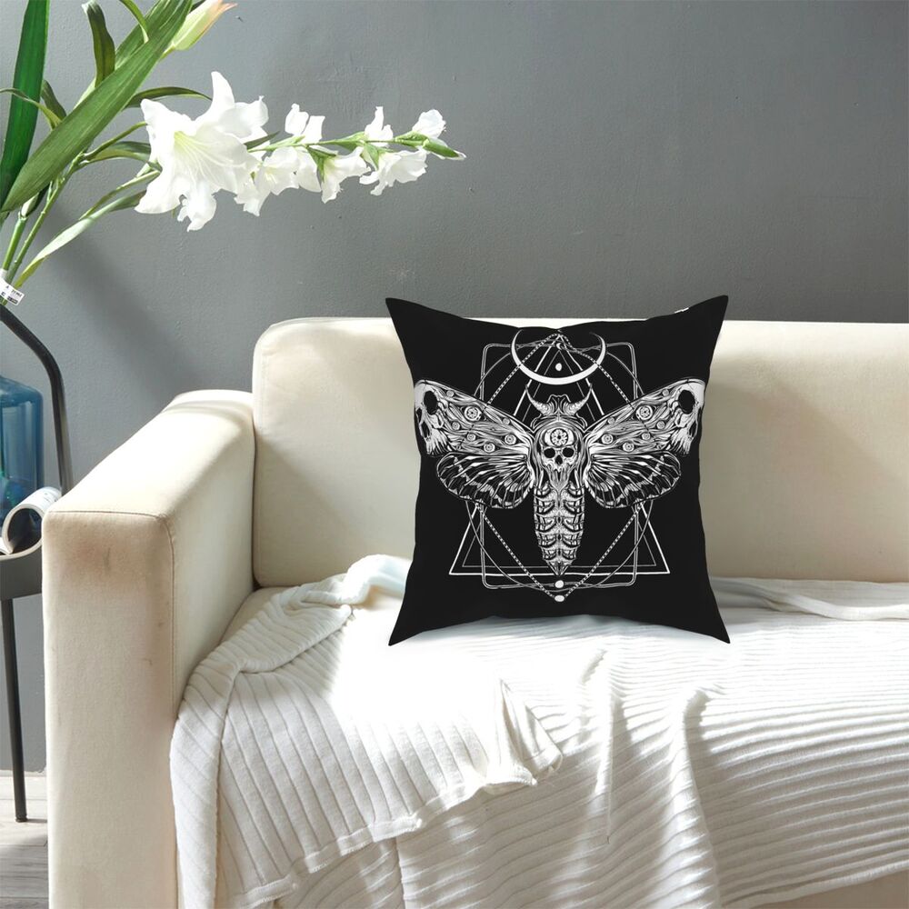 Skull Butterfly Print Pillow Case