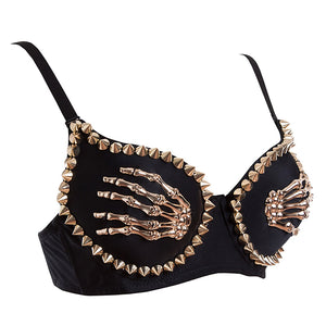 Gold Skull Hands Bra