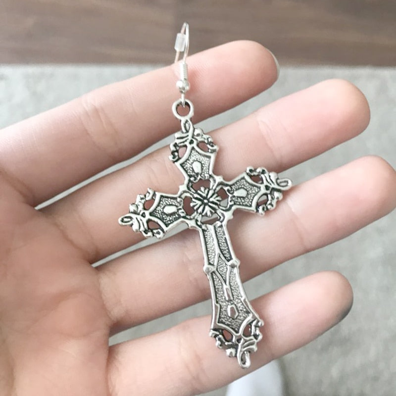 Big Cross Drop Earrings