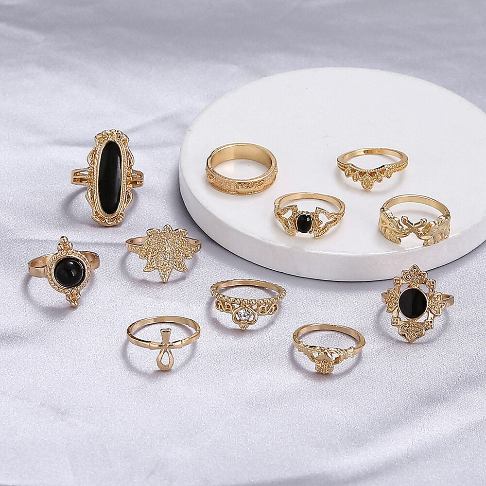 Black Gold Ring Set