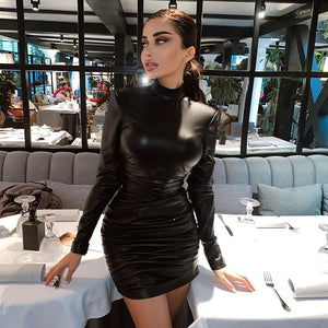 Leather Bodycon Mini Dress