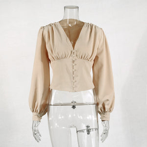 Khaki Vintage Style Blouse