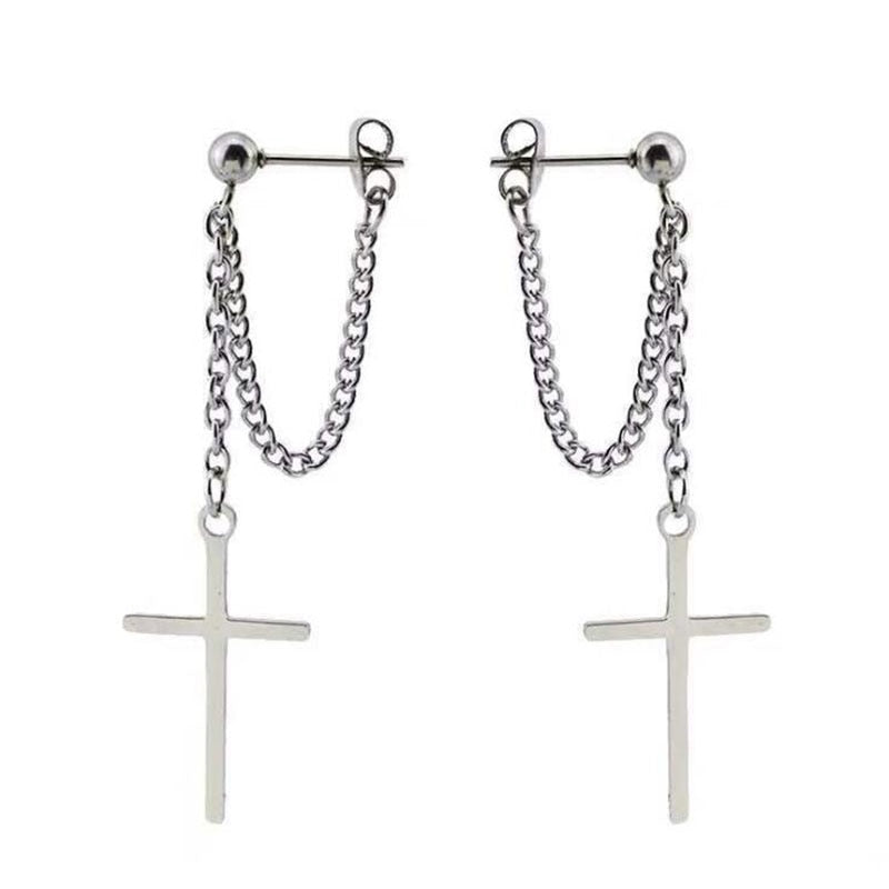 Cross Chain Earrings