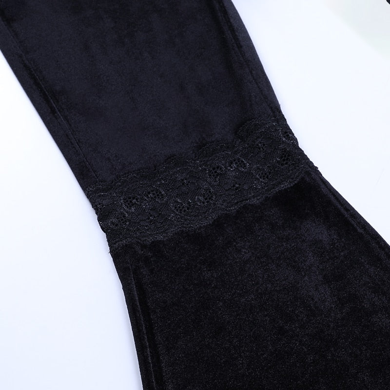 Lace Velvet Flare Trousers