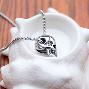 Silver Skeleton Head Necklace