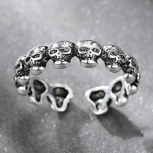 Skeleton Heads Open Ring