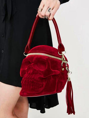 Velvet Skull Shaped Shoulder Bag