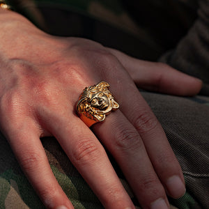 Gold Medusa Shaped Ring